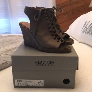 Olive Green Lace Up Wedge Heels